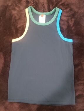 Wilson Navy Tank Top with Green, Blue & Yellow Trim